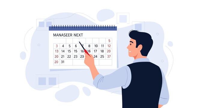 Man Planning Future Dates on Calendar