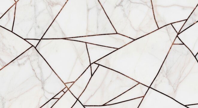 Geometric white marble texture with black fractured veins pattern marble background