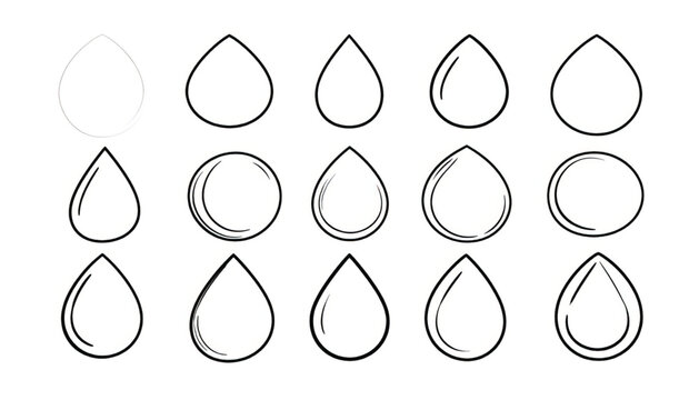 Collection of various water drop shapes.