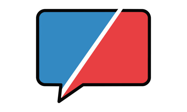 Simple speech bubble icon with a diagonal slash, representing blocked communication or silenced messages concept