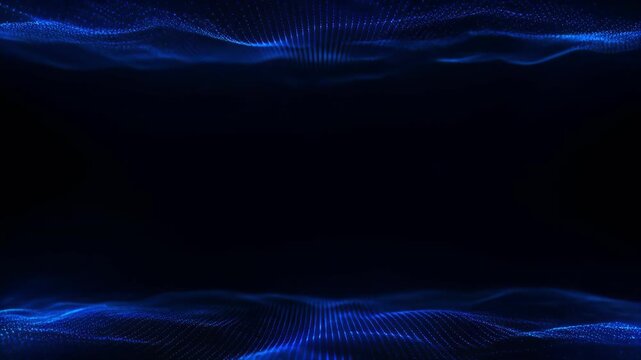 Abstract digital blue wave grid pattern on a dark background