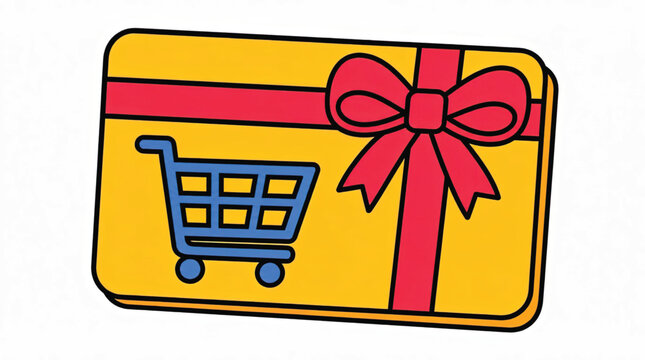 Yellow Gift Card with Shopping Cart.
