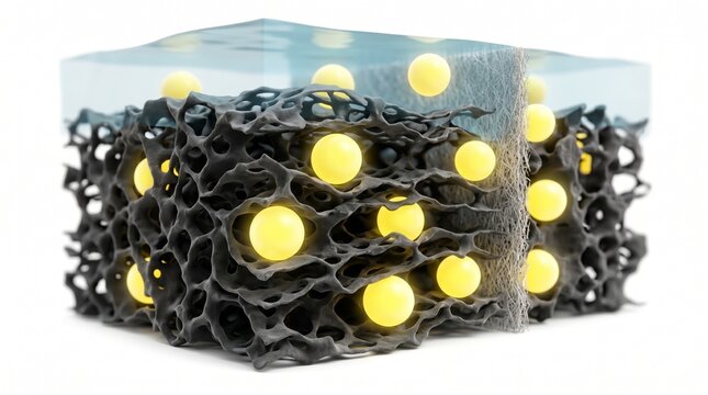 3D Microscopic Diagram of Sodium Ions Intercalating in a Hard Carbon Anode