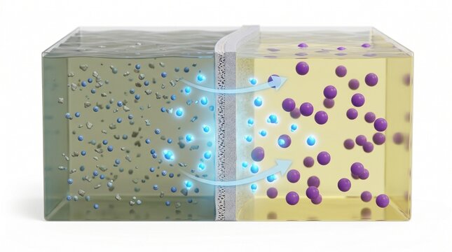 3D Microscopic Diagram of Water Purification by Forward Osmosis