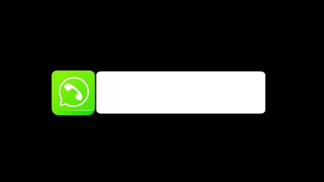 WhatsApp icon with blank white space next to it, isolated on black background. 