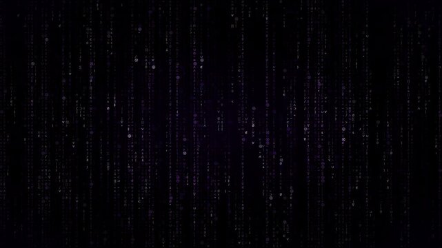 Purple Void Binary Code Rain Background - Deep Cosmic Digital Data Stream 4K Seamless Loop