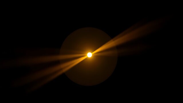 A golden beam of light striking a mirror, focusing to a bright point.