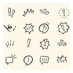 Fototapeta premium Comic Expression Accents and Speech Bubble Doodle Vector Set