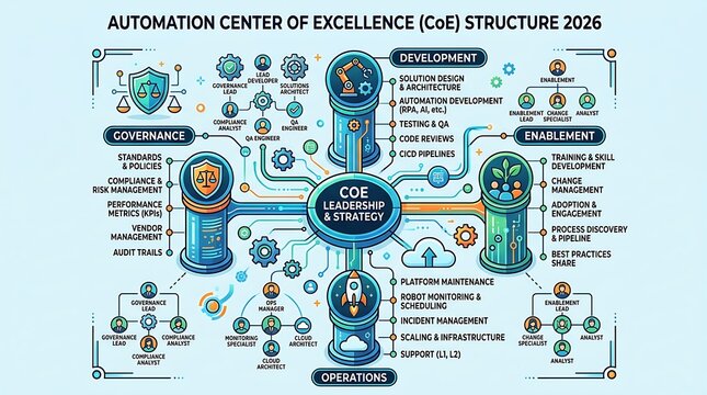 Organizational structure for an automation center of excellence