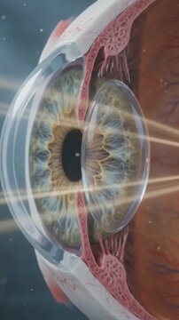 Detailed 3D Medical Illustration of Human Eye Anatomy