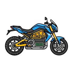 Obraz premium Blue and gold motorcycle with flame design.