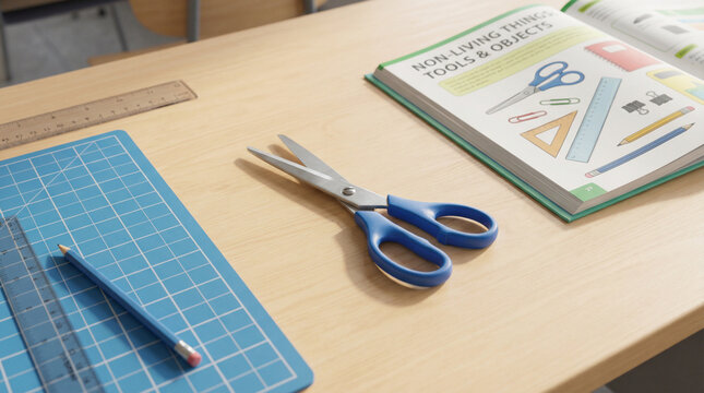 Scissors and Cutting Tools on a Desk for Crafting and Design Work