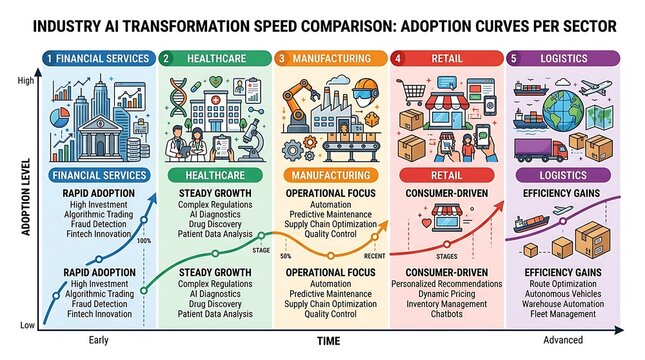 Industry ai transformation speed comparison across various sectors