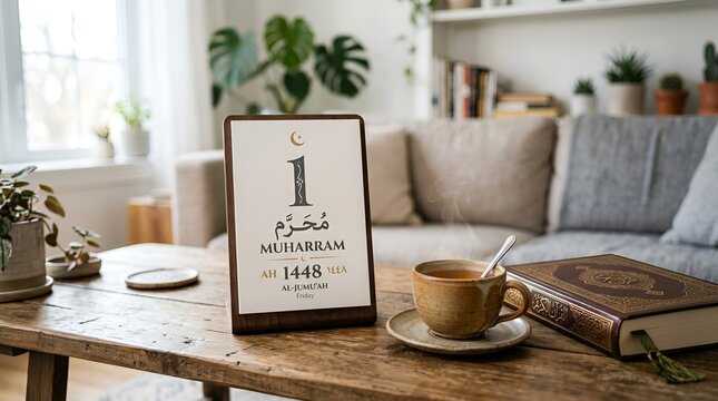 Islamic New Year 1 Muharram 1448 AH, Quran, Tea, Cozy Home Decor