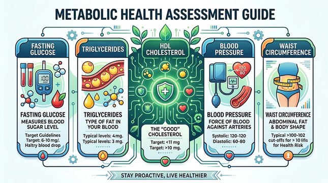 Metabolic health assessment guide infographic for wellness tracking