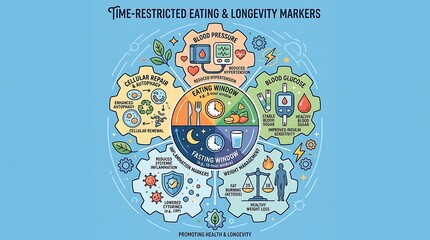 Fototapeta premium Intermittent fasting infographic illustrating health and longevity