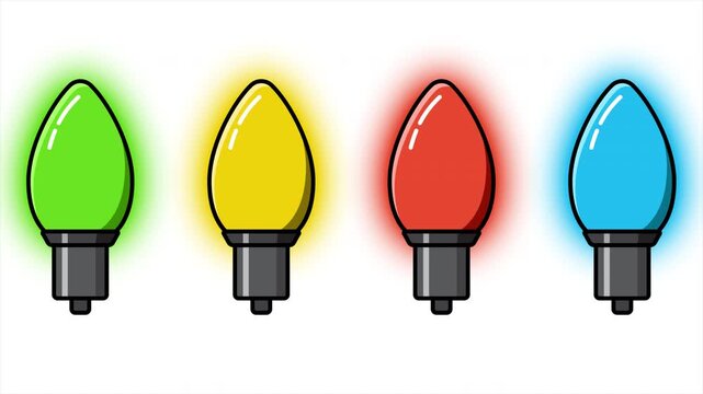 Modern bulb animation. Colorful light bulb. Colorful light for decoration. Cartoon light bulb. Holiday ornaments. 4K animation