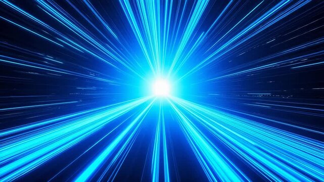 Blue light rays converging at a bright center
