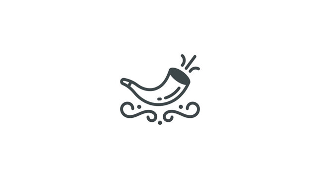 Minimalist Shofar Icon for Jewish Holiday Rosh Hashanah