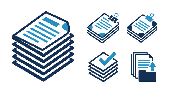 Blue document and file folder icons