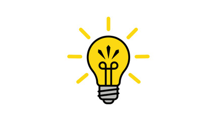 Bright light bulb shining with yellow rays on white background, concept of idea © hakim