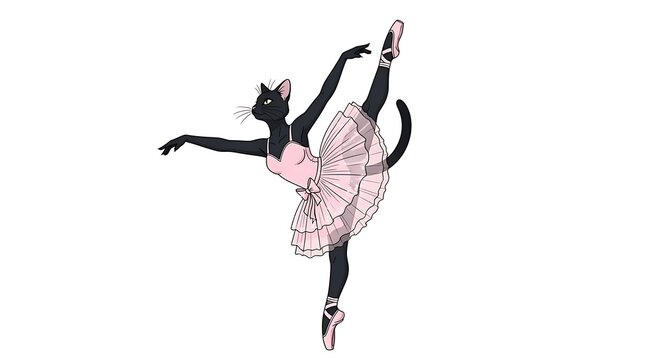Elegant ballerina in pink tutu performing.