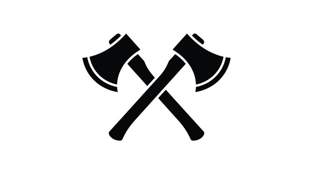 Two sharp black axes positioned in a crossed pattern on a clean white background featuring a minimalist graphic style suitable for professional design and branding projects
