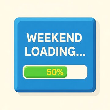 Digital loading screen with weekend discount percentage.