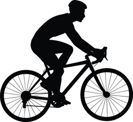 Fototapeta premium Silhouette of a male cyclist riding a road bicycle in profile cycling road bike