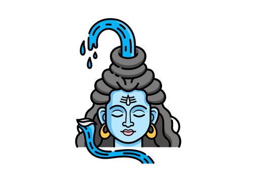 Shiva Deity with Flowing Water from Hair Illustration