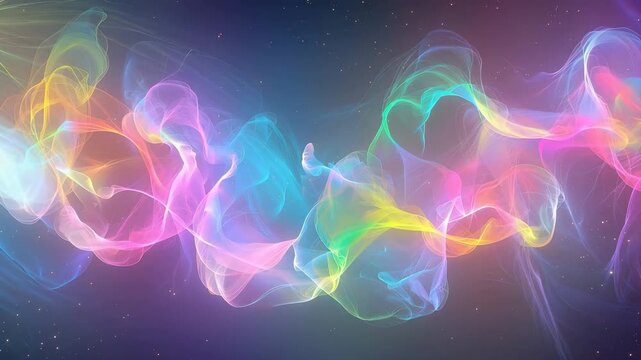 宇宙に漂う虹色のうねる靄の背景