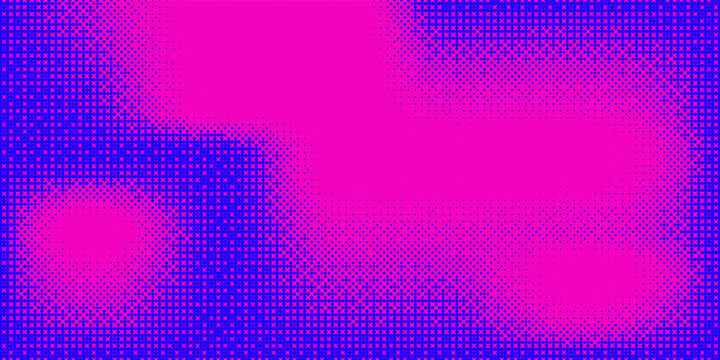Blue pink bitmap pixel texture. Dotted dither gradient pattern background. 8 bit halftone faded pop art gradation wallpaper. Vanishing raster video arcade game backdrop for banner, poster. Modern 
