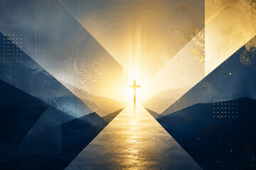 Naklejka premium Abstract image of cross at the end of pathway