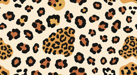 Fototapeta premium Seamless Leopard Print Pattern with Abstract Animal Spots.