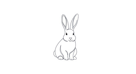 Fototapeta premium Simple Line Art Drawing of a Cute Rabbit.