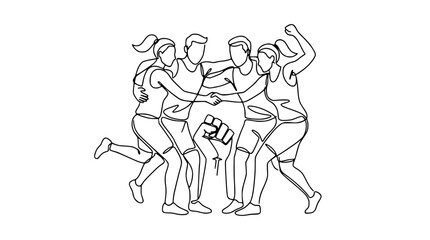 Obraz premium Diverse Team Unity: People Hugging, Shaking Hands, Celebrating Together with Fist Pump