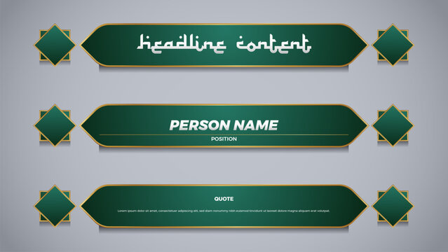 islamic lower third with green color for broadcast media template