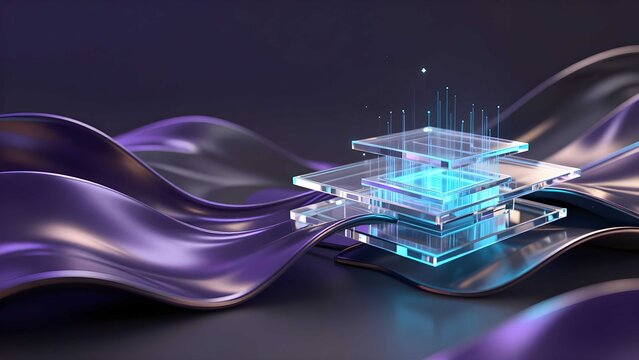Abstract artificial intelligence technology background displaying advanced holographic 3d rendering
