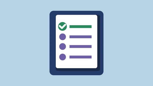 Checklist document with tick 2d Animation with Alpha Matte