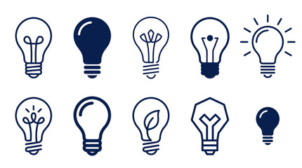 Collection of diverse light bulb icons representing ideas, innovation, and creativity © hakim