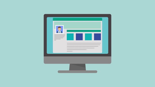 Computer open social media on web browser 2d Animation Alpha Matte