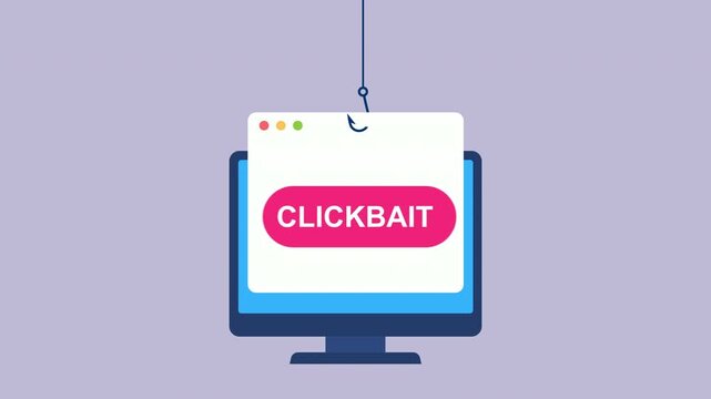 Computer screen showing clickbait pop-up window, Cyber awareness visuals, Phishing or misleading ads 2d animation with alpha matte