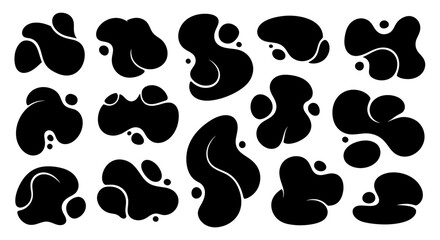 Fototapeta premium Collection of Black Organic Blob Shapes Abstract Elements.