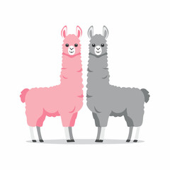 Fototapeta premium Cute pink and gray llamas illustration
