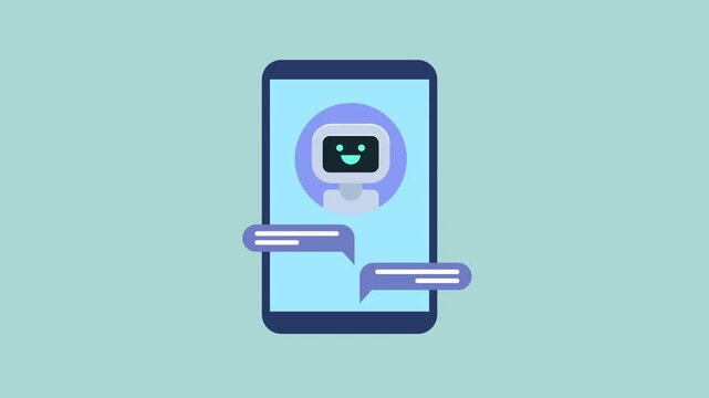 Chat bot taking answer messages, Chatbot communication 2d animation with alpha matte