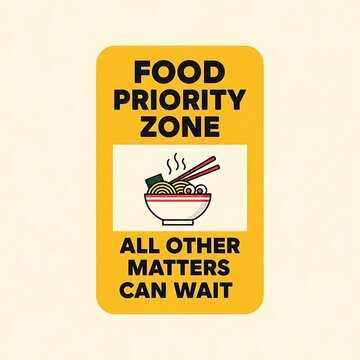 Food priority zone sign with donut illustration.
