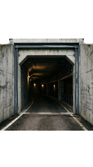 Fototapeta premium Entrance to Dark Concrete Tunnel Industrial Background for Driving