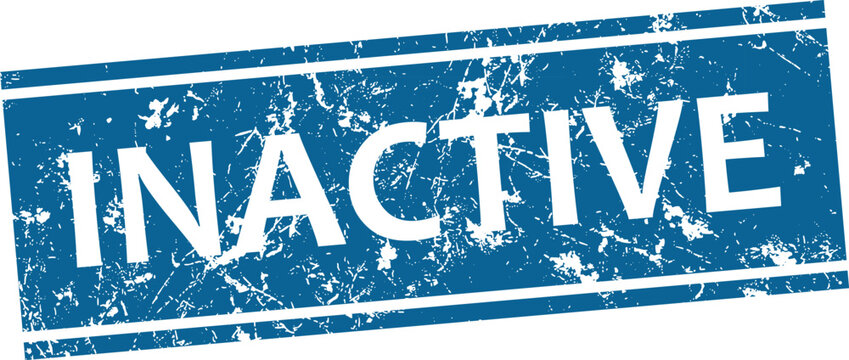 Distressed blue rubber stamp with the word 'inactive' status indication and cancellation concept
