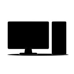 Fototapeta premium Desktop computer silhouette, PC and workstation symbol