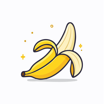 Peeled banana illustration with sparkles